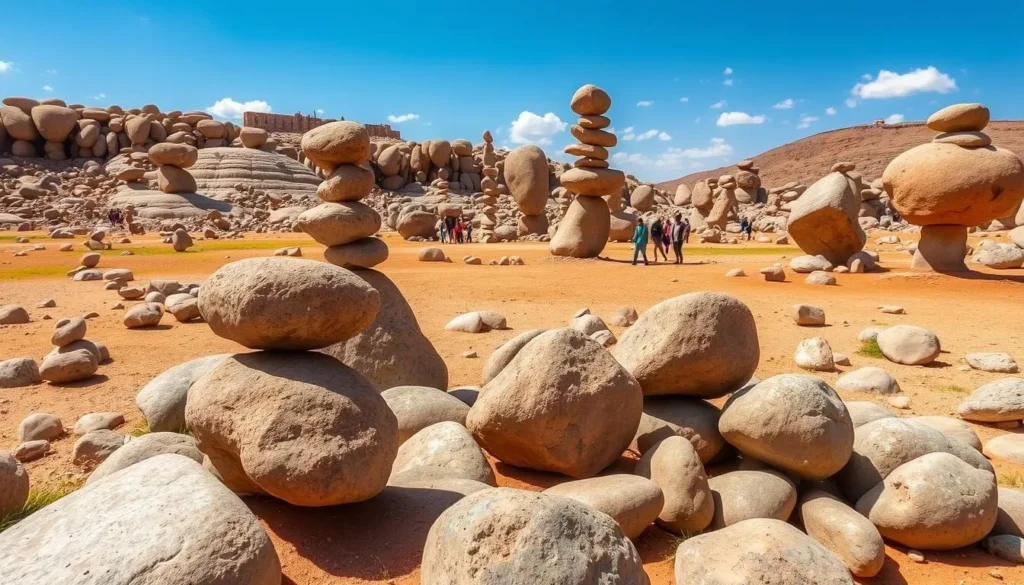 Landscape view of the Valley of Marvels near Harar showing distinctive rock formations