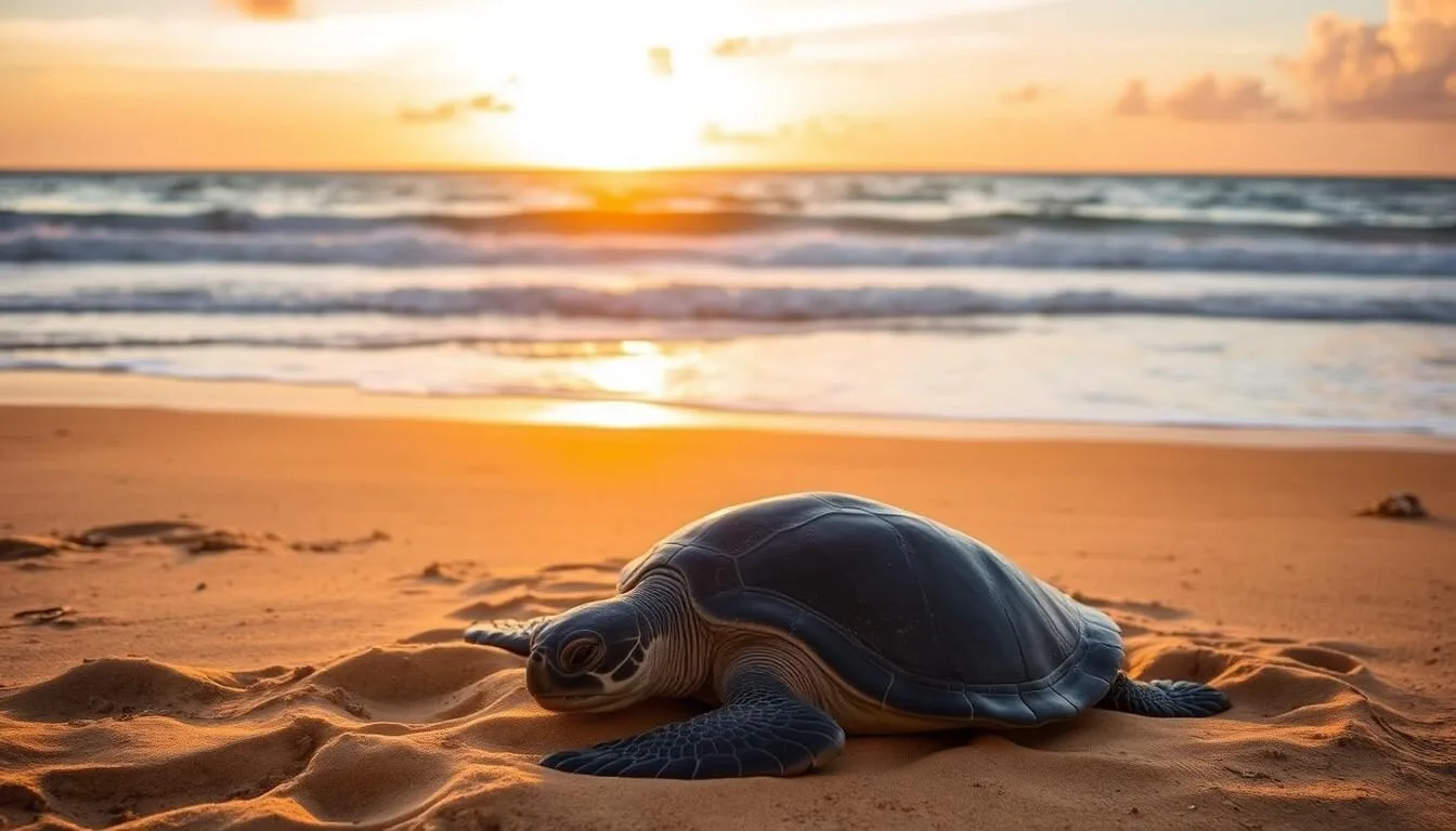 Leatherback turtle nesting at Shell Beach Protected Area, Guyana