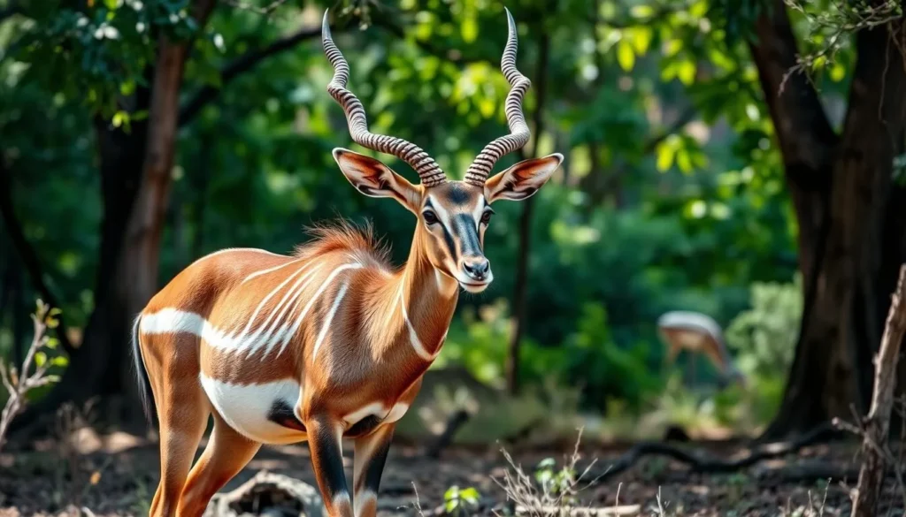 Lesser kudu antelope in Alatish National Park Ethiopia with distinctive white stripes Lesser kudu antelope in Alatish National Park Ethiopia with distinctive white stripes