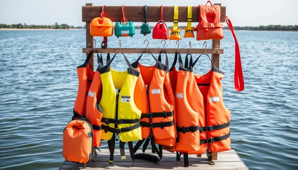 Life jackets and safety equipment for water activities at Bayou D'Arbonne Life jackets and safety equipment for water activities at Bayou D'Arbonne