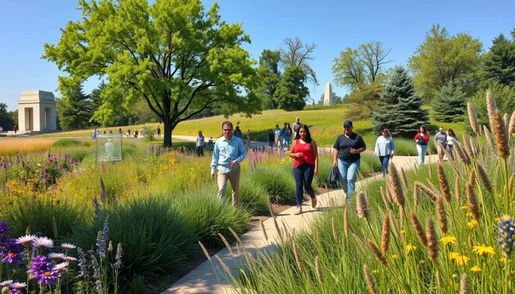 Lincoln Memorial Garden with walking paths and native plants
