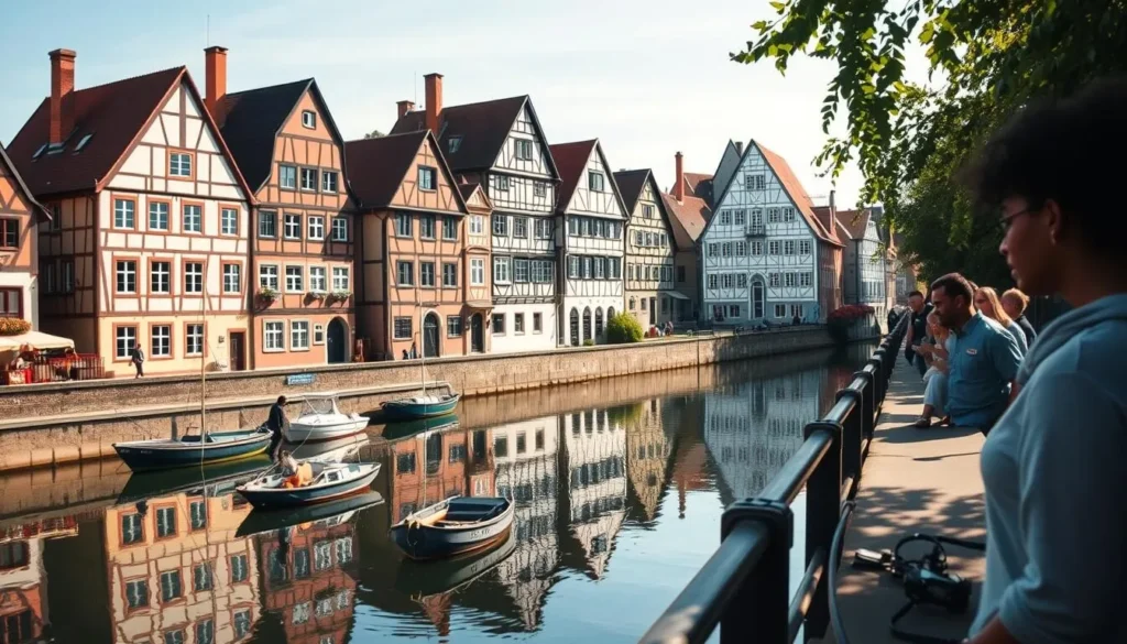 Little Venice (Klein Venedig) in Bamberg Germany with colorful houses along the river, popular among Bamberg Germany things to do