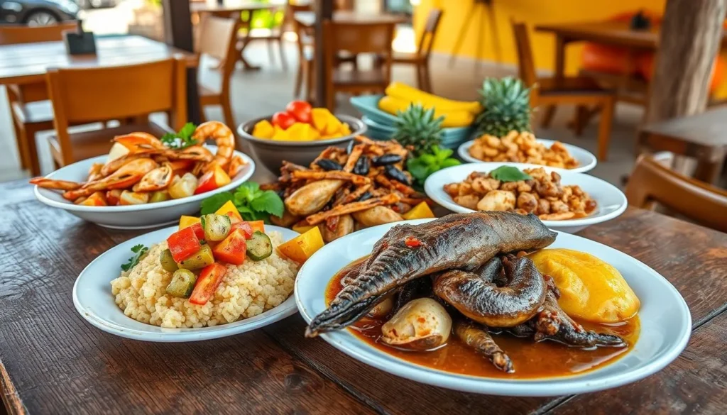 Local Curaçaoan cuisine served at a restaurant near Christoffel National Park