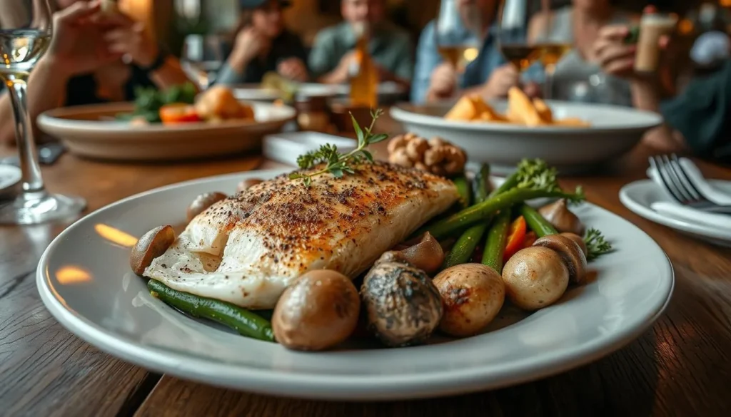 Local Pennsylvania cuisine featuring fresh fish and forest-inspired dishes Local Pennsylvania cuisine featuring fresh fish and forest-inspired dishes