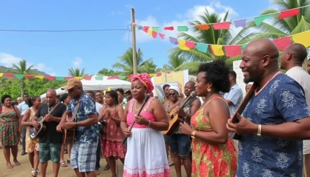 Local St. Lucian cultural festival with music and dancing