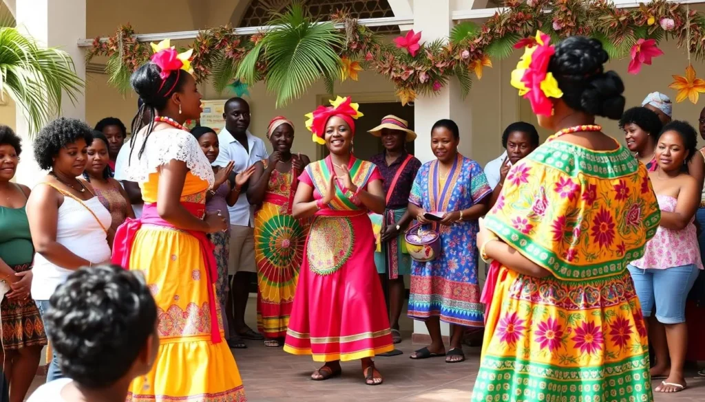 Local St. Lucian cultural performance with traditional dress and music