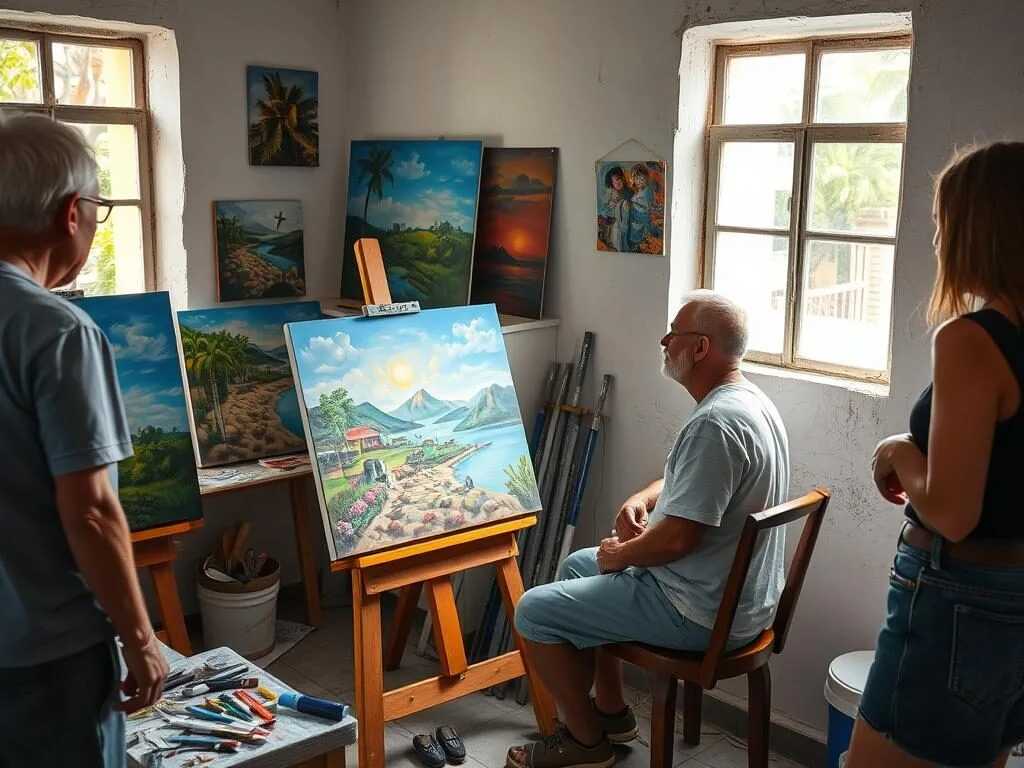 Local artist working in a small studio in San Luis, Cuba Local artist working in a small studio in San Luis, Cuba