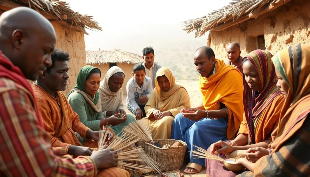 Local community members near Geraille National Park demonstrating traditional crafts and customs