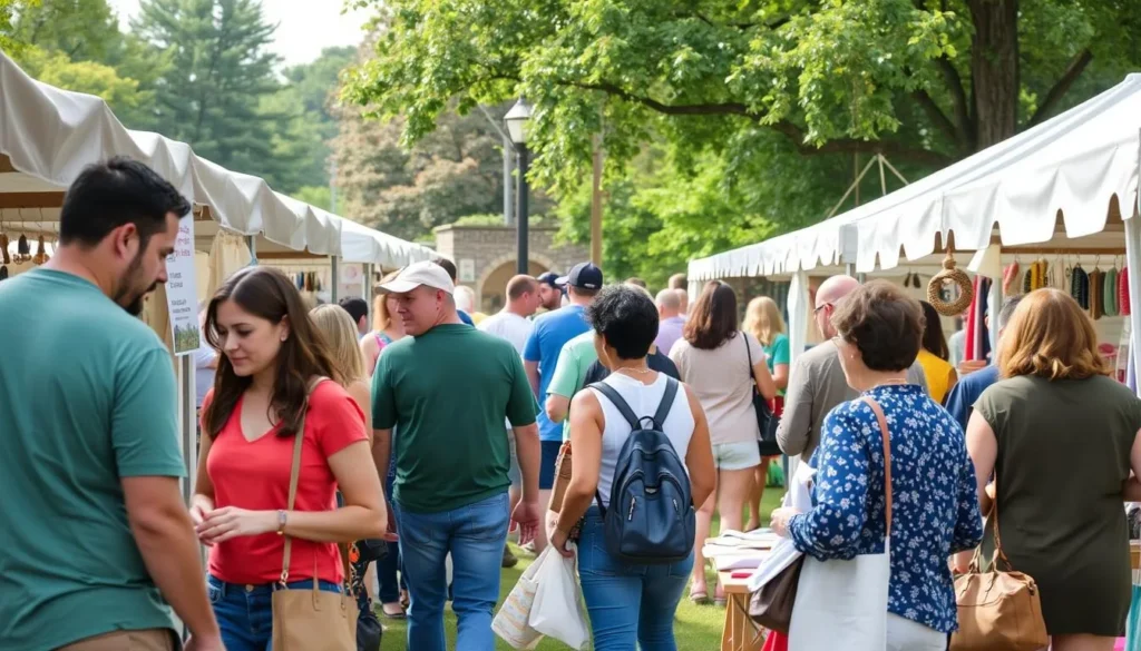 Local craft fair near Lake Jean Pennsylvania with diverse visitors Local craft fair near Lake Jean Pennsylvania with diverse visitors