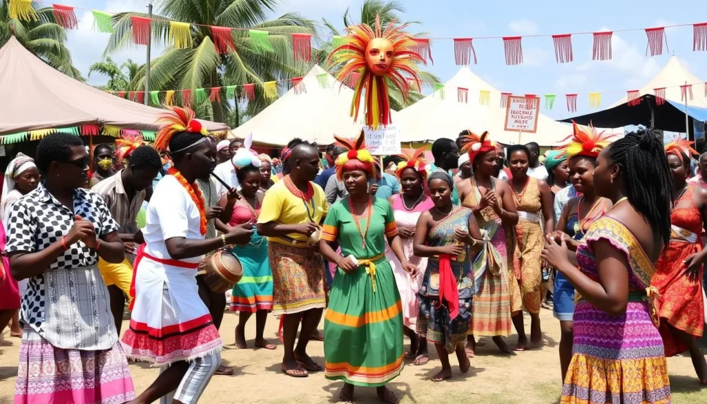 Local cultural festival on Wakenaam Island with traditional music and dancing
