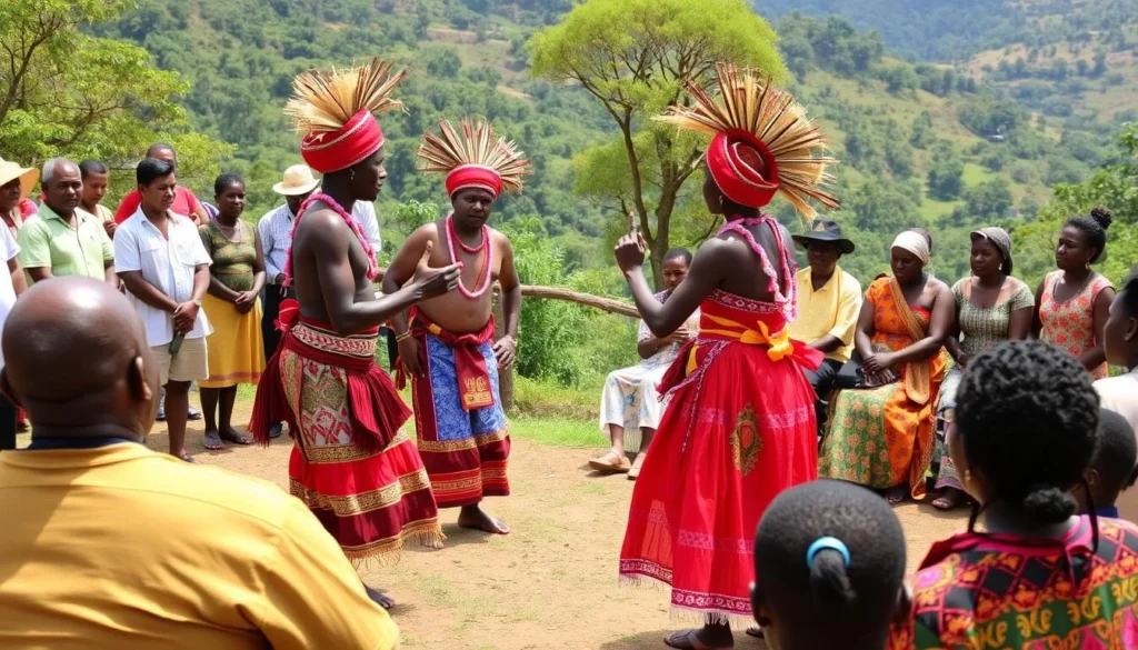 Local cultural performance near Amabere Ga Nyina Mwiru Caves showcasing traditional Tooro dances