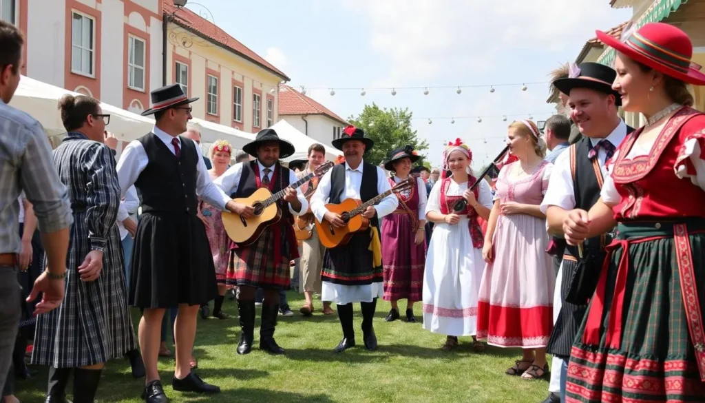 Local festival in Osijek with traditional Slavonian costumes and celebrations Local festival in Osijek with traditional Slavonian costumes and celebrations