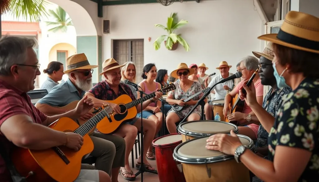 Local musicians performing traditional Cuban music for tourists in Cienfuegos Local musicians performing traditional Cuban music for tourists in Cienfuegos