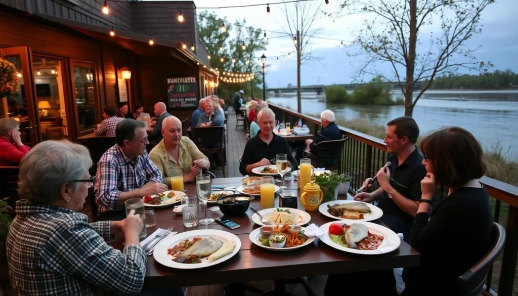 Local restaurant along the Illinois River serving fresh fish and regional specialties Local restaurant along the Illinois River serving fresh fish and regional specialties