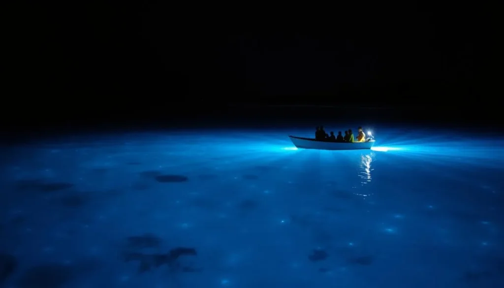 Luminous Lagoon glowing blue waters at night near Falmouth Luminous Lagoon glowing blue waters at night near Falmouth