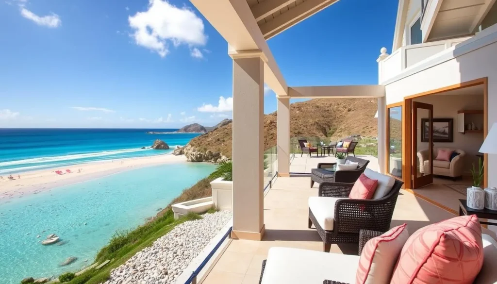 Luxury accommodation with view of Shell Beach St Barts