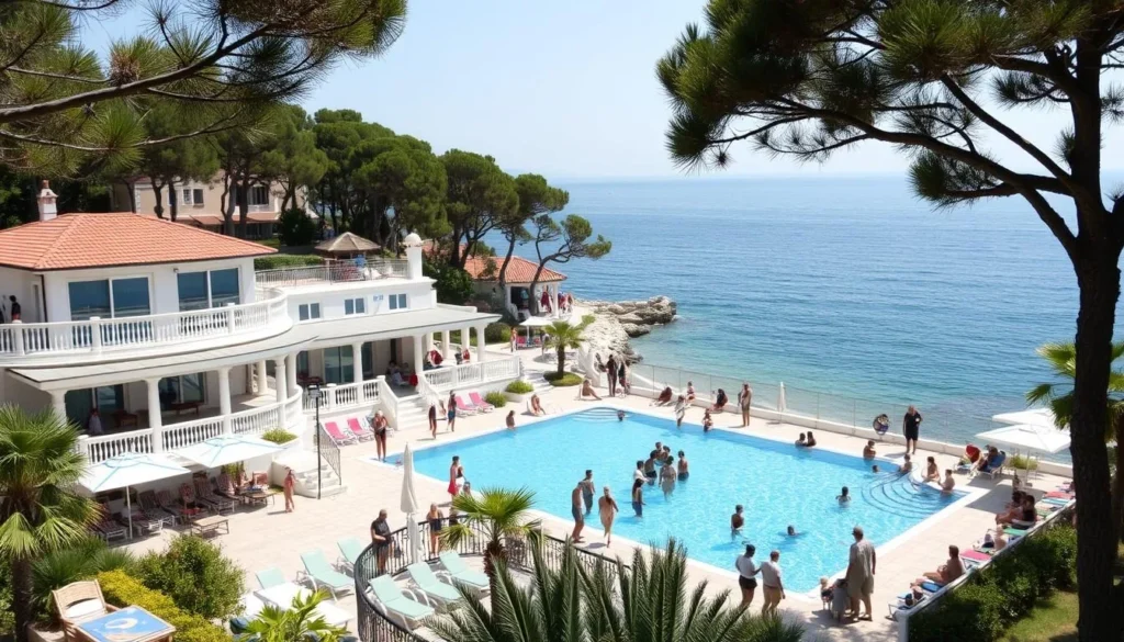Luxury beachfront hotel on Krk Island with swimming pool overlooking the Adriatic Sea Luxury beachfront hotel on Krk Island with swimming pool overlooking the Adriatic Sea