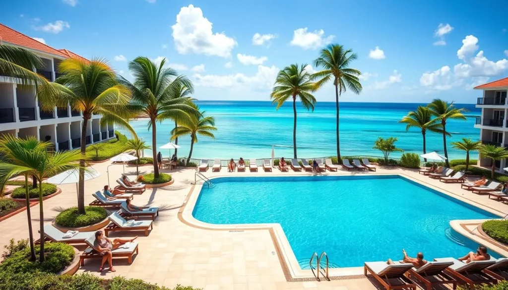 Luxury beachfront resort at Dawn Beach St. Martin with swimming pool overlooking the ocean Luxury beachfront resort at Dawn Beach St. Martin with swimming pool overlooking the ocean