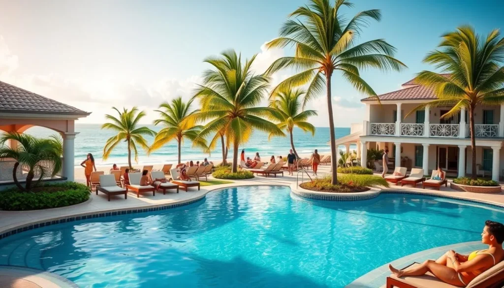 Luxury beachfront resort at La Cote des Arcadins with swimming pool and ocean view