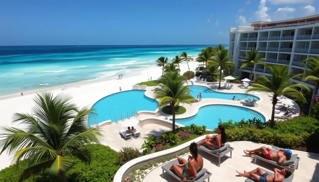 Luxury beachfront resort in Providenciales with views of turquoise waters