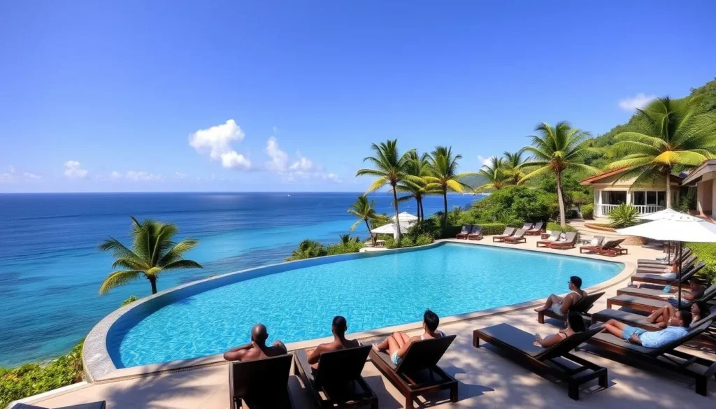 Luxury resort in Cap Estate with infinity pool overlooking the Caribbean Sea