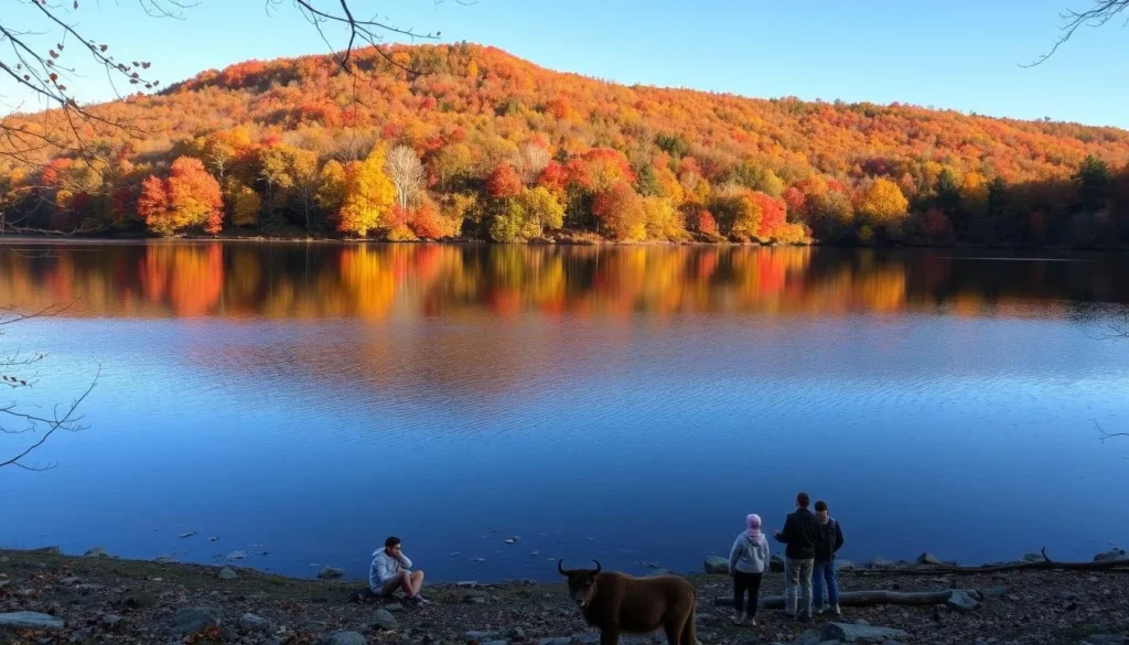 Lyman Run State Park in autumn with vibrant fall foliage reflecting in the lake Lyman Run State Park in autumn with vibrant fall foliage reflecting in the lake