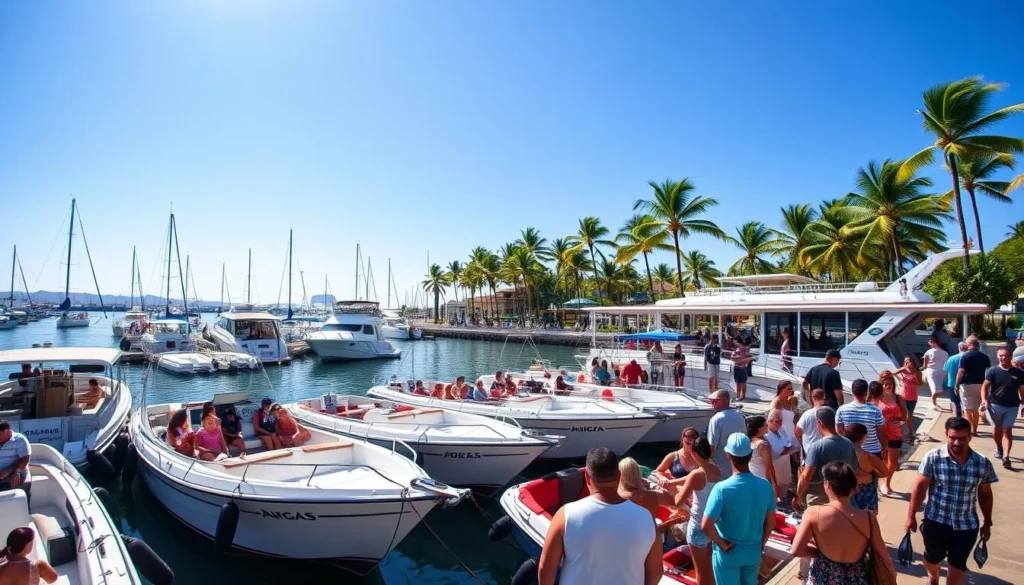 Marina Vallarta with tour boats ready for departure to Islas Marietas Marina Vallarta with tour boats ready for departure to Islas Marietas