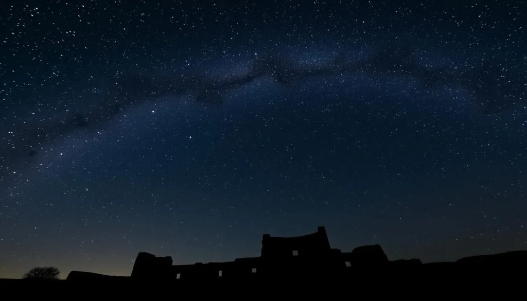 Milky Way over Pueblo Bonito ruins at night Milky Way over Pueblo Bonito ruins at night