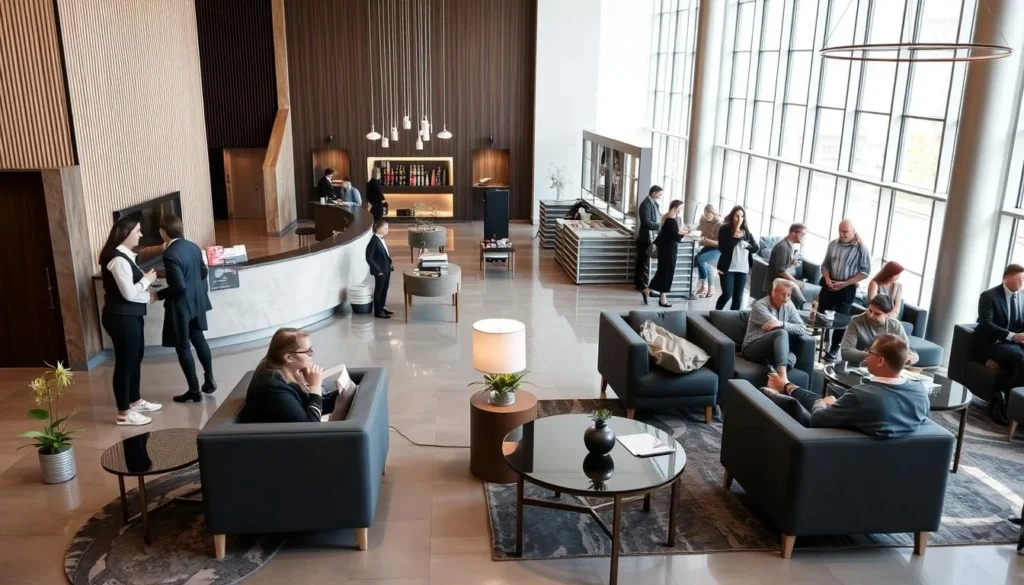 Modern hotel in Naberezhnye Chelny with comfortable lobby and reception area