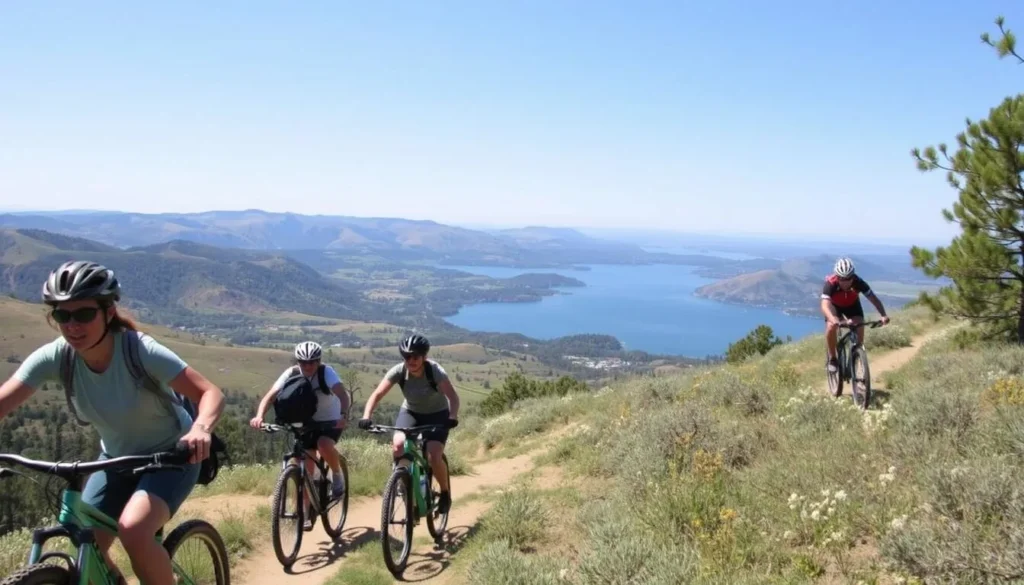 Mountain biking trails at Millerton Lake State Recreation Area California with scenic views Mountain biking trails at Millerton Lake State Recreation Area California with scenic views