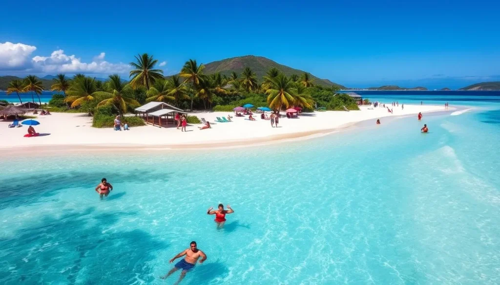Mullet Bay Beach with white sand and turquoise waters in Lowlands Mullet Bay Beach with white sand and turquoise waters in Lowlands