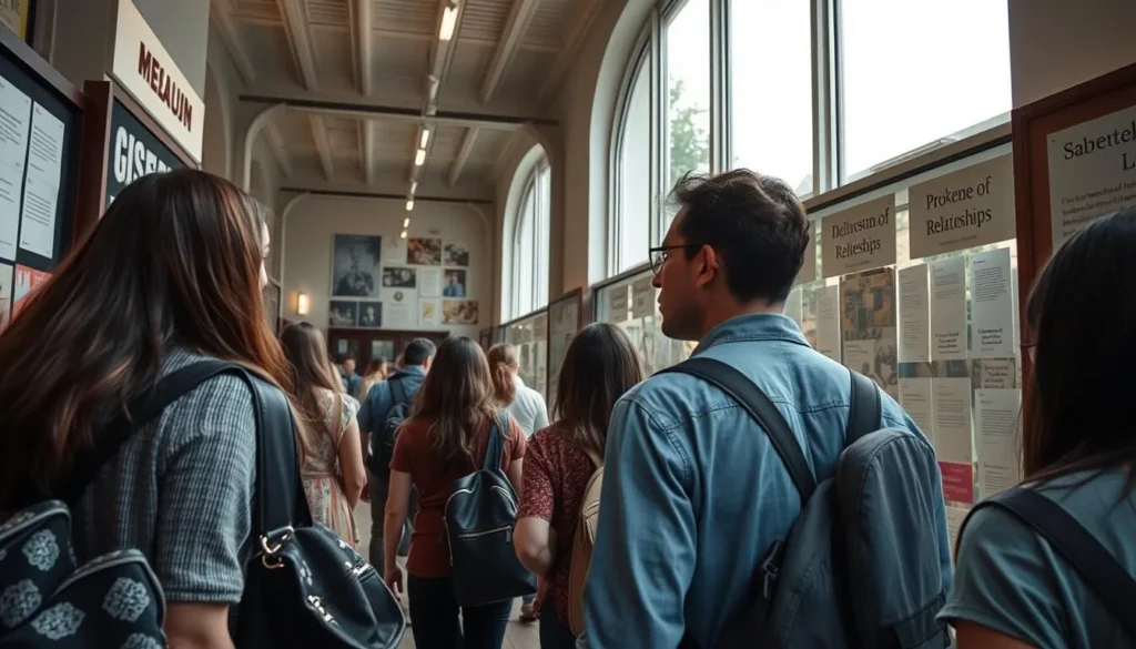 Museum of Broken Relationships in Zagreb with diverse tourists exploring the exhibits