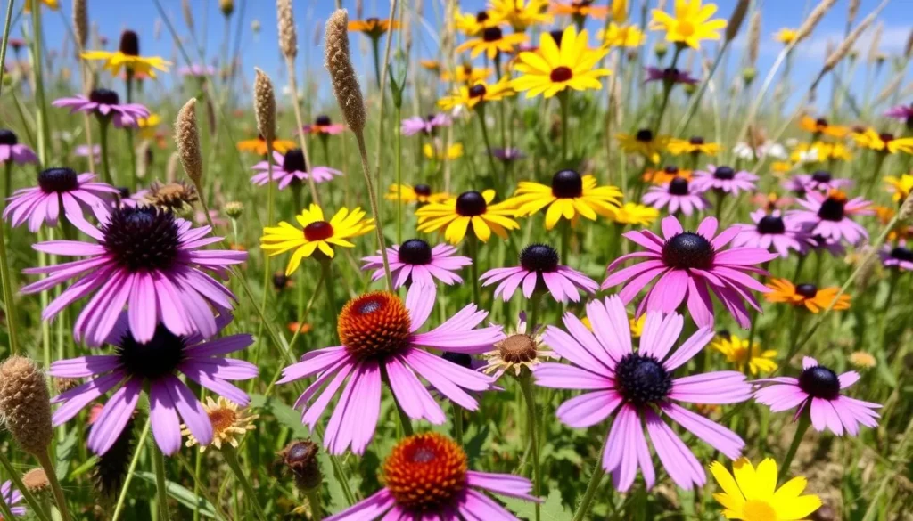 Native prairie wildflowers at Fults Hill Prairie Nature Preserve Illinois