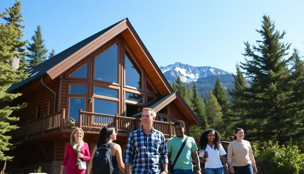 Nature Inn at Bald Eagle State Park with mountain views in the background