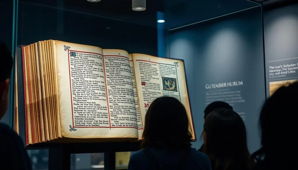 Original Gutenberg Bible displayed in the Gutenberg Museum
