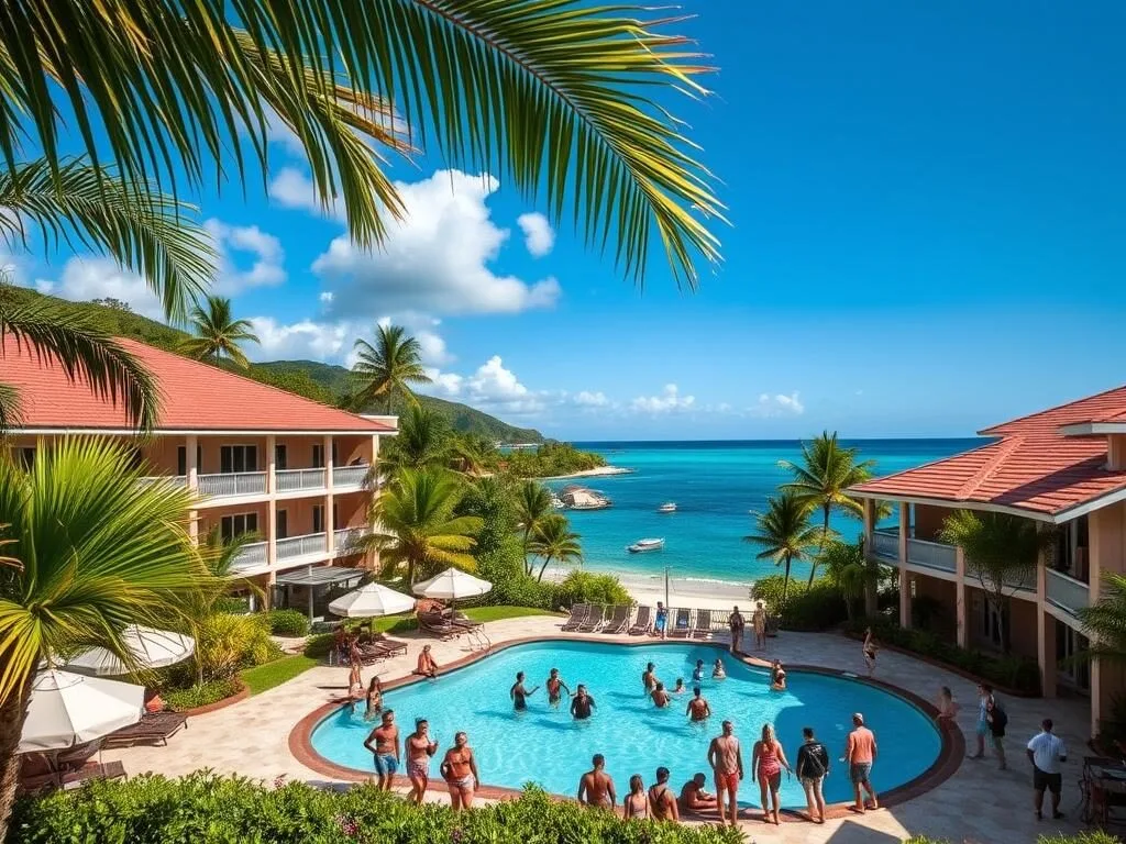 Oyster Bay Beach Resort with view of the bay and accommodations Oyster Bay Beach Resort with view of the bay and accommodations