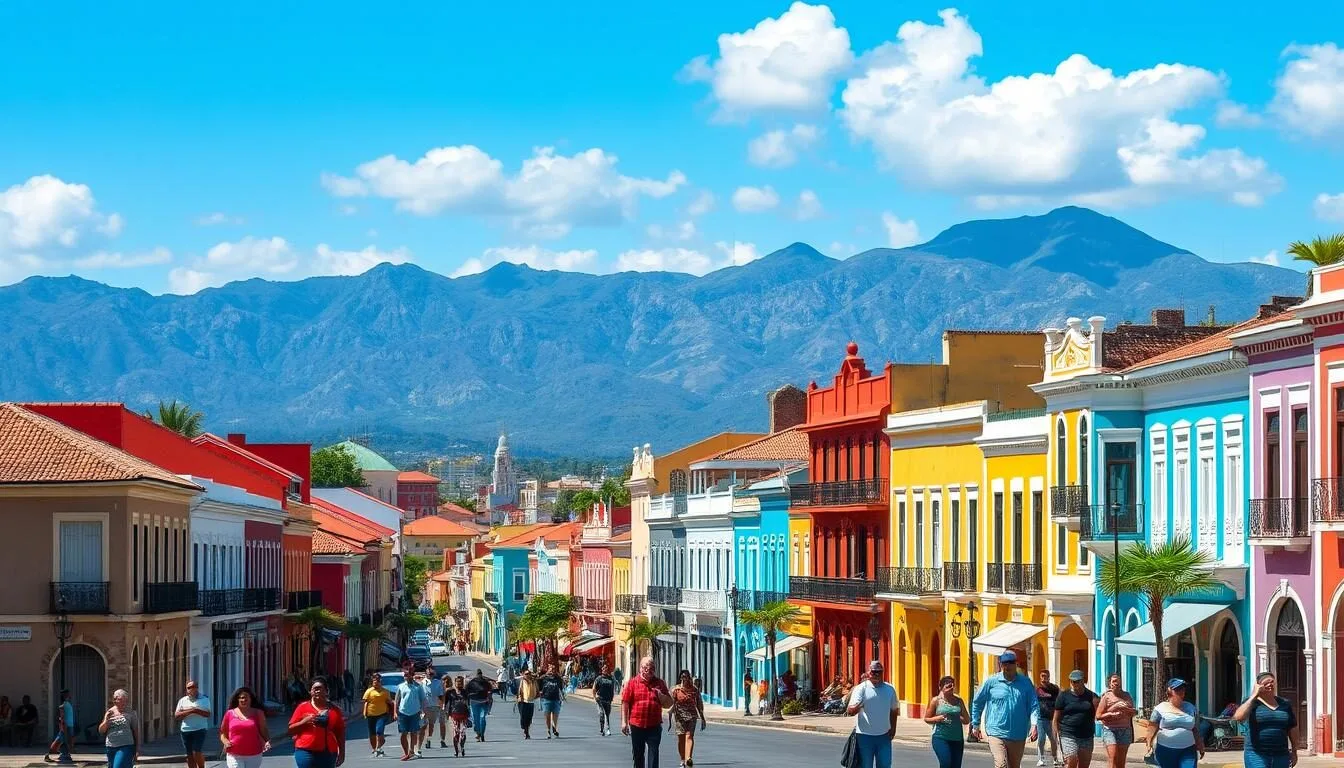 Panoramic view of Cap-Haitien with colorful buildings and mountains in the background