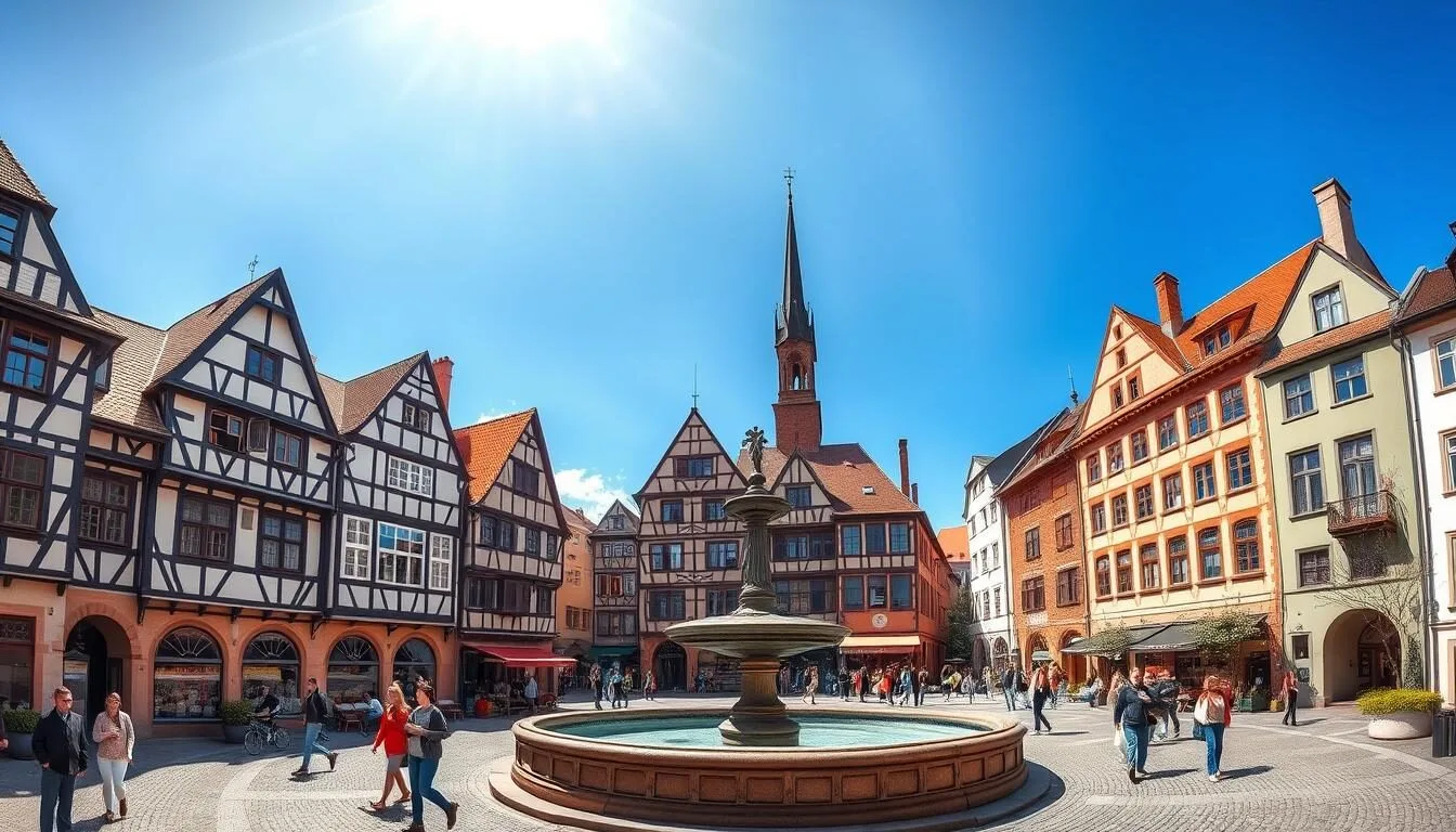 Panoramic view of Göttingen's historic old town with its medieval architecture and university buildings