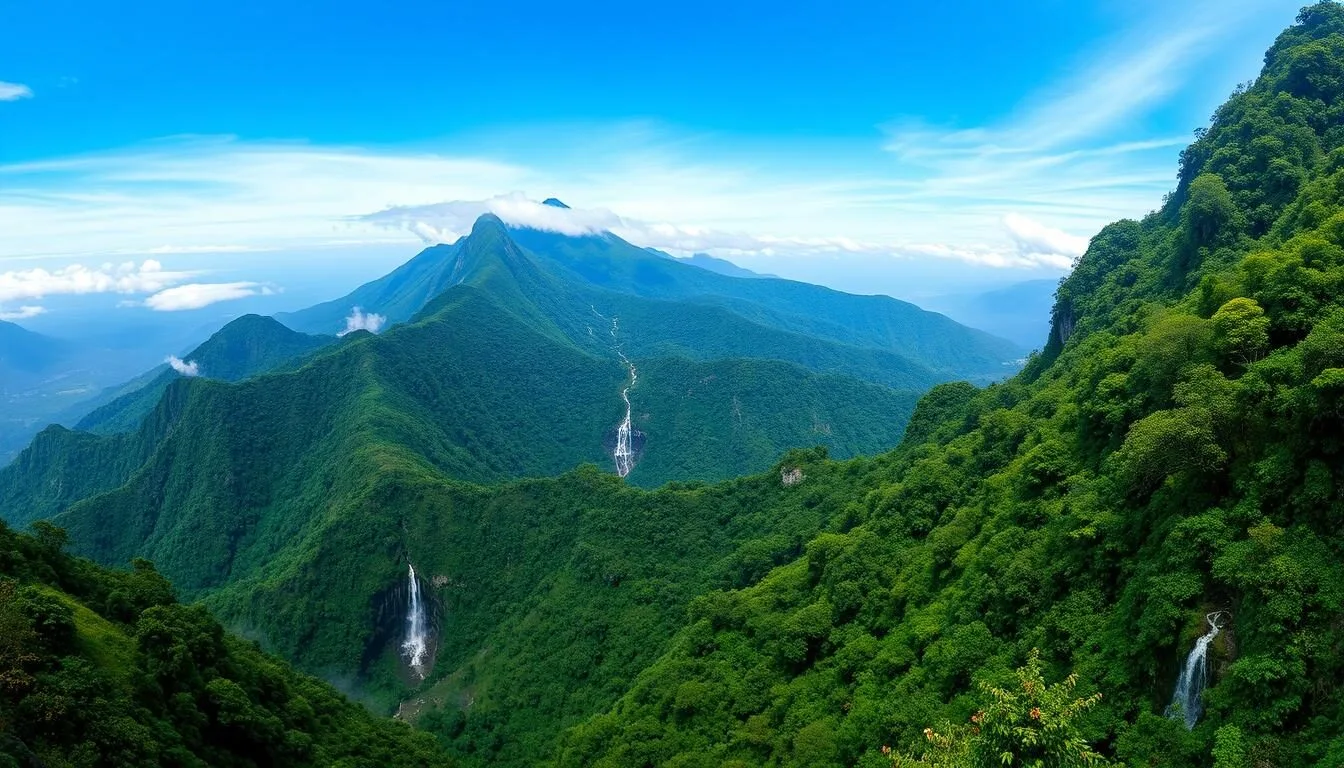 Panoramic-view-of-Mount-Shiriris-lush-green-landscape-with-cloud-forest-and-waterfalls Panoramic view of Mount Shiriri's lush green landscape with cloud forest and waterfalls