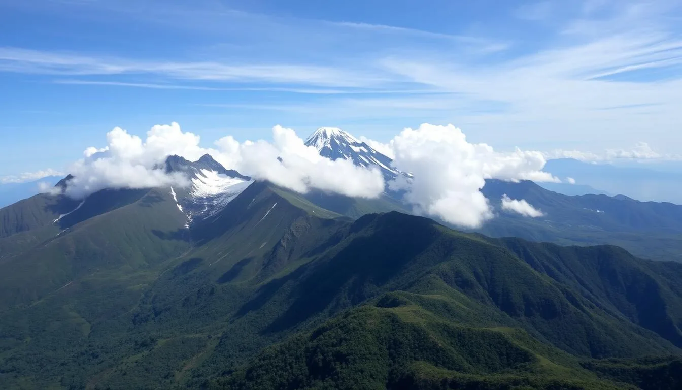 Panoramic view of Mount Speke in the Rwenzori Mountains of Uganda
