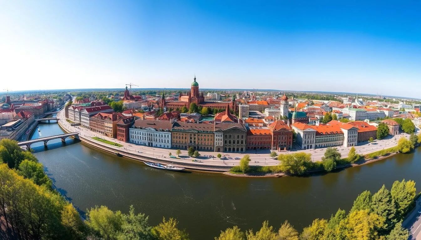 Panoramic-view-of-Tomsk-city-center-with-historic-buildings-and-the-Tom-River-in-the-background Panoramic view of Tomsk city center with historic buildings and the Tom River in the background