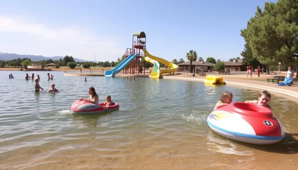 Park Lake in Santa Rosa with water slide and recreational facilities Park Lake in Santa Rosa with water slide and recreational facilities