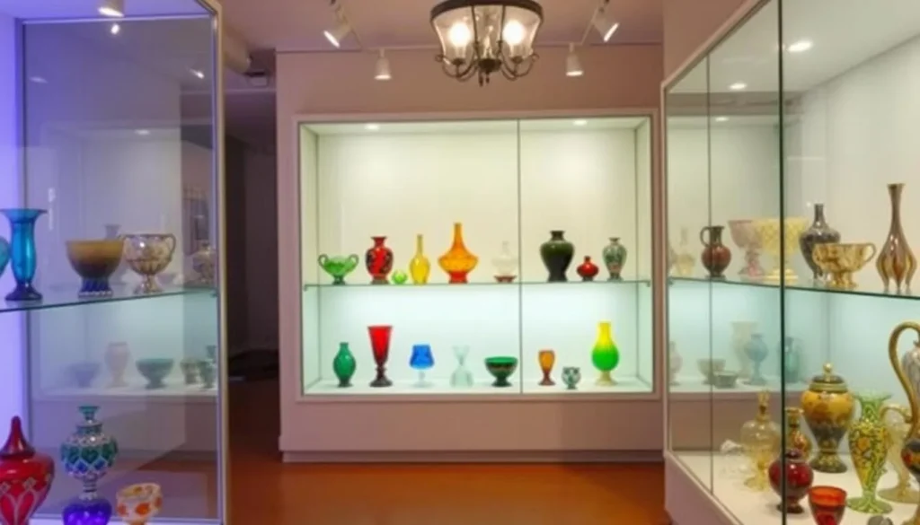Passau Glass Museum displaying colorful historic glassware collection