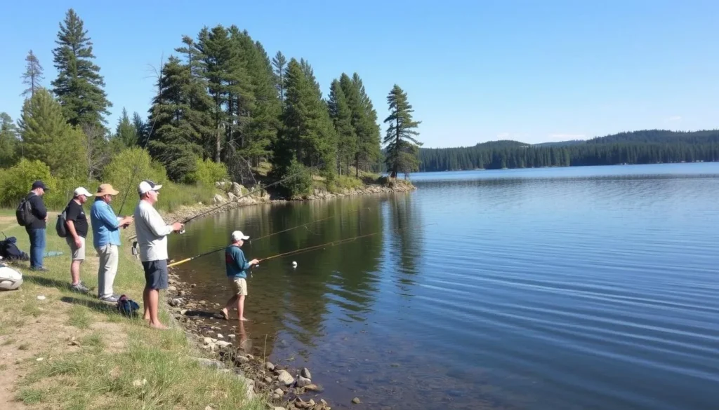 People fishing at Falling Waters Lake