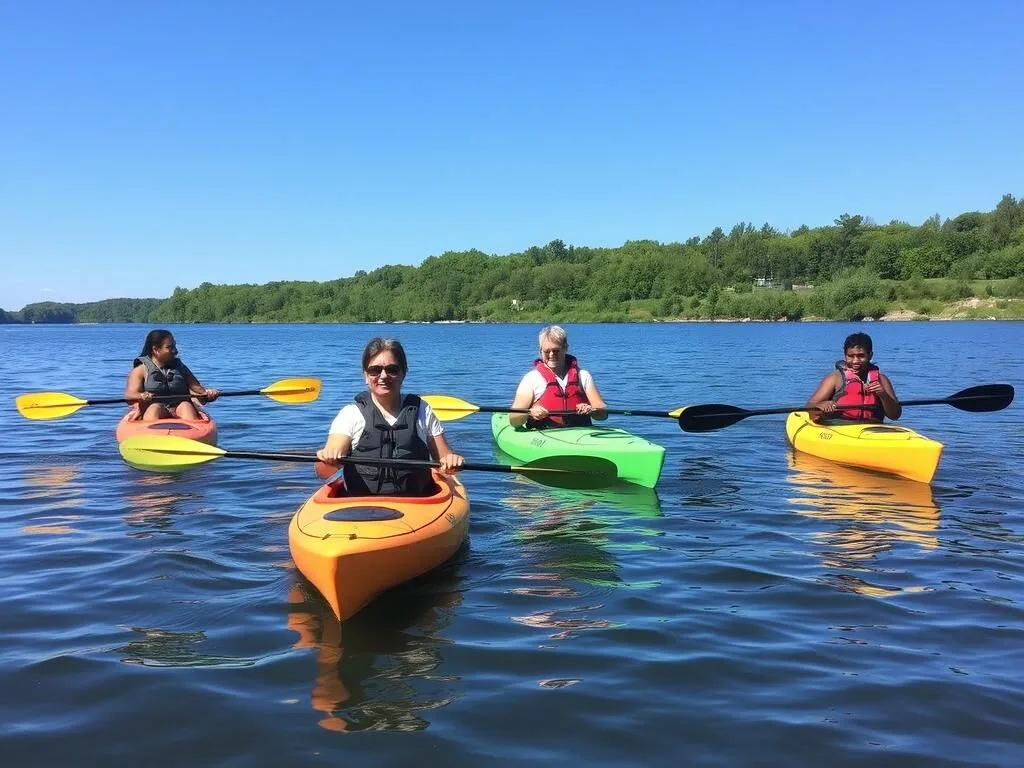 People kayaking on the Susquehanna River near Milton State Park People kayaking on the Susquehanna River near Milton State Park