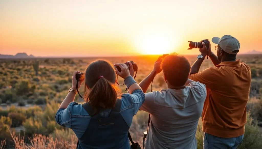 Photographer capturing sunset over Canelo Hills Cienega Reserve Arizona grasslands