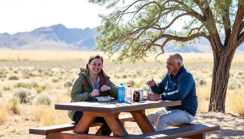 Picnic area at Buenos Aires National Wildlife Refuge with visitors enjoying lunch Picnic area at Buenos Aires National Wildlife Refuge with visitors enjoying lunch