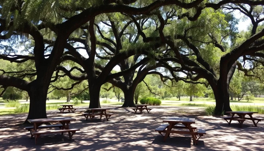 Picnic area at St. Marks River Preserve State Park Florida