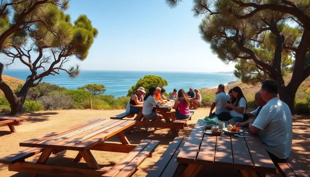 Picnic area in Point Mugu State Park with ocean views Picnic area in Point Mugu State Park with ocean views