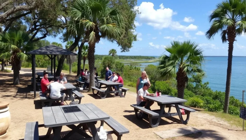 Picnic area overlooking St. Joseph Bay at T.H. Stone Memorial St. Joseph Peninsula State Park Florida Picnic area overlooking St. Joseph Bay at T.H. Stone Memorial St. Joseph Peninsula State Park Florida